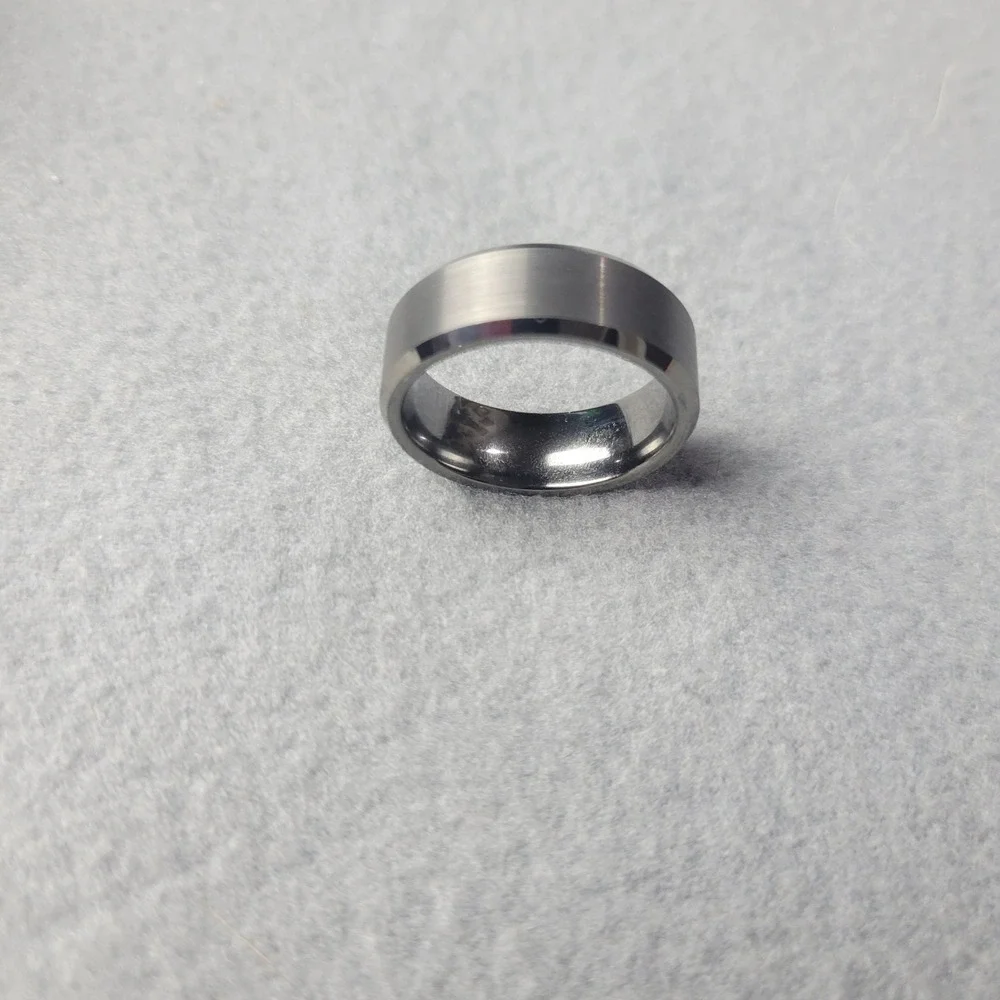 King Will Men 8mm Tungsten Carbide Ring Matte Gray Brushed Beveled Edge Size 10